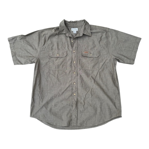 Carhartt Casual Button-Up Shirt Moss Chambray Short Sleeve Size: XL - Picture 1 of 8